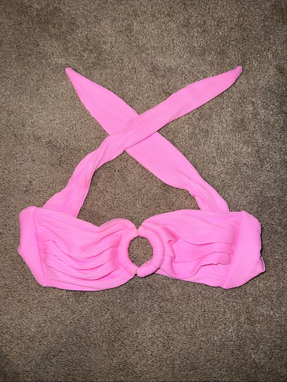 Pink “O Ring” Bandeau Bikini Top